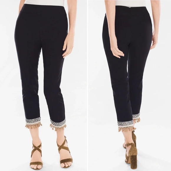 EUC Chico's So Slimming Brigitte Embellished Hem Ankle Pants Size 0.5 / Reg Sz 6 - Picture 13 of 13